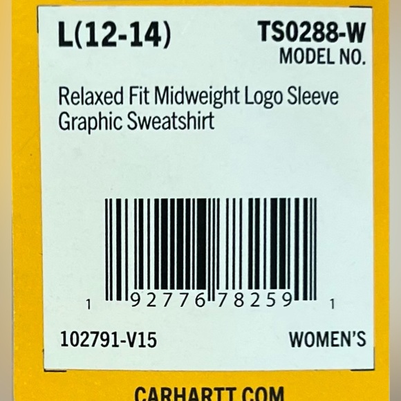Carhartt Women’s Large Relaxed Fit Midweight Logo Sleeve Graphic Sweatshirt - Picture 3 of 3